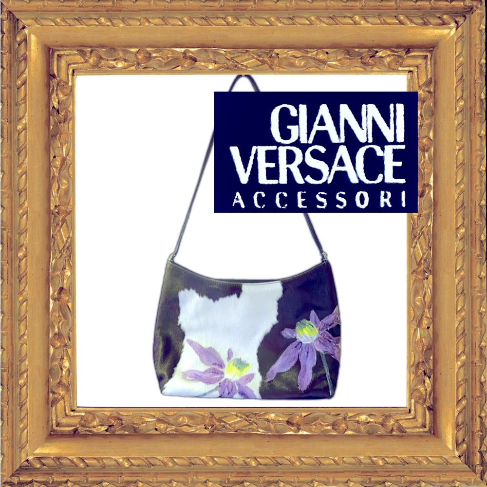 Versace Vintage Pony Hair Hand-Painted Purse NWOT 1999